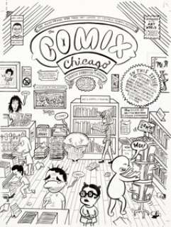 David Heatley The Comix Chicago Exhibition Catalogue Cover Original Art (Hyde Park Art Center, 2003).  -