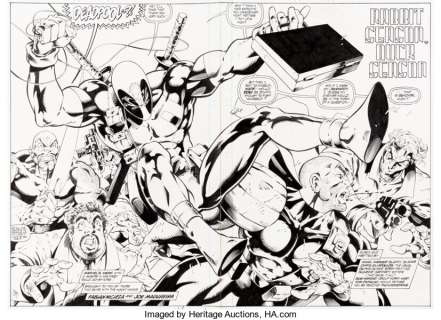 Joe Madureira and Mark Farmer Deadpool: The Circle Chase #2 Double Splash Page 2-3 Original Art (Marvel, -