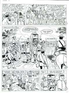 Lambil, Willy | LES TUNIQUES BLEUES Planche Originale n°18 à l’encre de chine, | Cornette de St Cyr