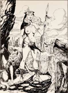 Henry Bismuth - Femmes Sauvages Planche 5 Portfolio (Editions Déesse/Paris, 1983). Henry Bismuth Femmes Sauvages Original Art Portfolio Page 5 (Editions Déesse/Paris, 1983).