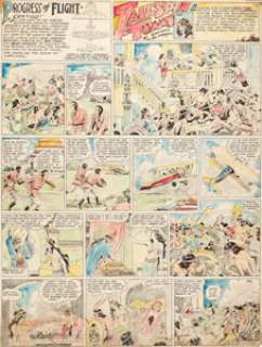 Forrest, Hal - Hal Forrest Tailspin Tommy and Progress of Flight #135 Hand-Colored Sunday Comic Strip Original Art da...