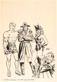 Simon, Joe - Joe Simon All-New Comics #14 Unpublished Cover Joe Palooka/Green Hornet/Black Cat Original Art (Harvey, 1947)....