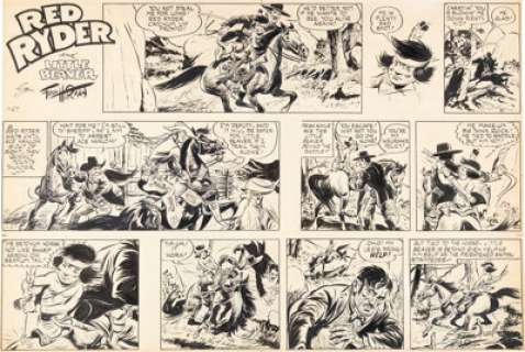 Harman, Fred - Fred Harman Red Ryder Sunday Comic Strip Original Art dated 1-27-57 (McNaught Syndicate, 1957). ...