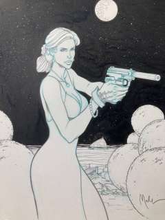 Malfin, Nicolas | Malfin, Nicolas - Dessin original - Golden City - Amber - (2023) | Catawiki