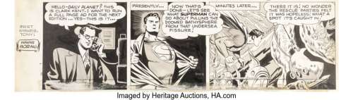 Boring, Wayne - Wayne Boring Superman #3003 Daily Comic Strip Original Art dated 8-9-48 (McClure Newspaper Syndicate, 1948)....