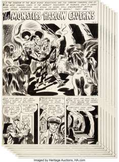 Roussos, George | George Roussos and Mort Meskin The Unseen #15 Complete 7-Page Story "The Monsters of Harlow Caverns!" Original Art... (Total: 7 Original Art) | Heritage