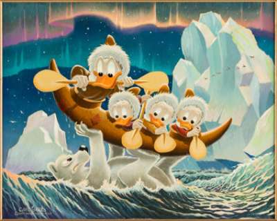 Barks, Carl - Carl Barks Luck of the North Donald Duck Painting Original Art (1973)....