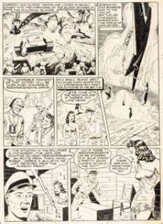 Fawcette, Gene - Chuck Winter Fight Comics #19 Shark Brodie Story Pages 2-6 Original Art (Fiction House, 1942).... (Total: 5 Original Art)