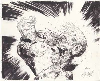 Tony Moore - Walking Dead Rick Vs. Zombie Original Comic Art
