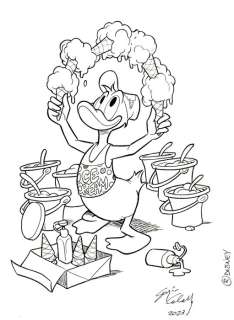 Sergio Cabella | Topolino - Ice cream Time - Unpublished Inked Drawing by Sergio Cabella - (2023) | Catawiki