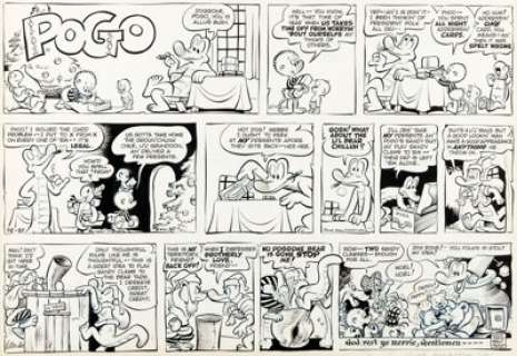 Walt Kelly Pogo Sunday Comic Strip Original Art dated 12-27-53 (Post Hall Syndicate, 1953).