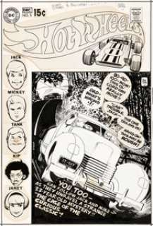 Alex Toth Hot Wheels #5 Cover Original Art (DC, 1970).