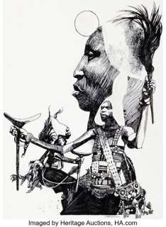 Sergio Toppi In The Heart of Africa Portfolio Illustration Original Art (undated).