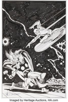 John Buscema The Silver Surfer #4 Cover Re-Creation Illustration Original Art (undated). | Heritage