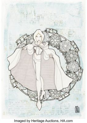 Janet K. Lee The Uncanny X-Men #534 Emma Frost Variant Cover Original Art (Marvel, 2011).