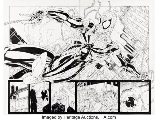 Brett Booth and Al Vey Backlash / Spider-Man #1 Double Page Spread 4-5 Original Art (Image, 1996). (Total: 2 Original Art)