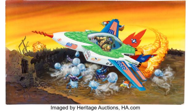 Playmates Artist - Teenage Mutant Ninja Turtles Bubble Bomber Toy Packaging Illustration Original Art (Playmates, 1992). | Heritage