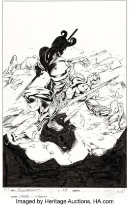Mark Bagley and Scott Hanna Thunderbolts #39 "Black Hearts" Cover and Near-Complete Story Original Art Group of 22 (Marvel, 2000). (Total: 23 Original Art)