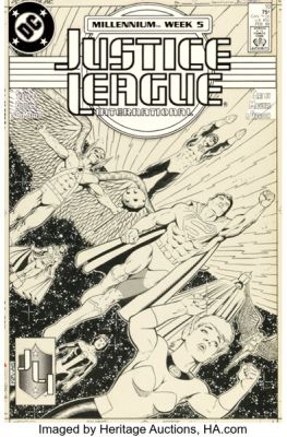 Kevin Maguire and Al Gordon Justice League International #10 Cover Original Art (DC, 1988). | Heritage