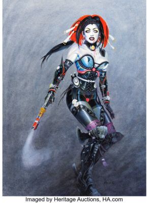 Chris Achilleos 2000 AD Prog #1252 Durham Red Cover Painting Original Art (Egmont/Rebellion, 2001). | Heritage