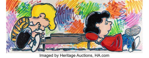 Peanuts Lucy and Schroeder Original Painting by Dick Durrstein (2004). | Heritage