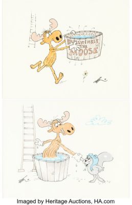 Rocky and Bullwinkle Illustrations by Gerard Baldwin Original Art Group of 2 (Jay Ward, c. 1960s/2004). (Total: 2 Items) | Heritage