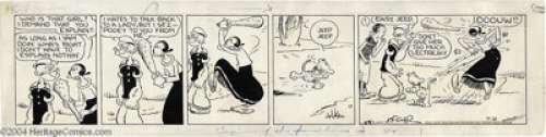 E.C. Segar - Popeye Daily Comic Strip Original Art, dated 7-9-37 (King Features Syndicate, 1937). E.C. Segar’s - | Heritage