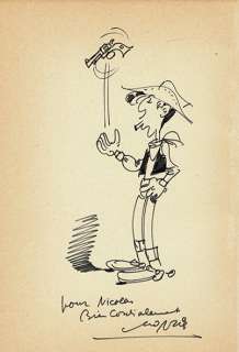 Morris | Lucky Luke, dédicace au feutre fin sur carton. | Septimus