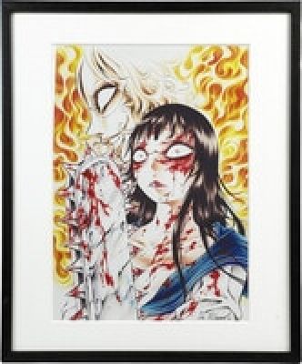 Rei Mikamoto Autographed Color Reproduction Illustration "Bloody Chainsaw Girl" | Mandarake (Big Web)