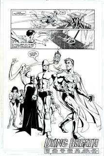 Mike Miller Paul Neary - jla #58 splash (sold live on ‘dueling dealers of comic art‘ episode #67 podcast on 4-27-2022 watch it here!