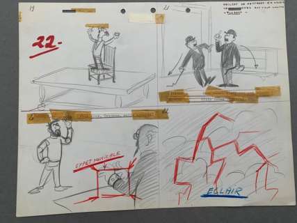 Hergé - 1 Story Board - Dessin Animé « Le Temple du Soleil » - Tintin | Catawiki