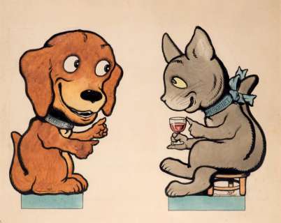 Â«Les Animaux DubonnetÂ». Grande gouache en couleurs et encre de Chine | Tessier Sarrou