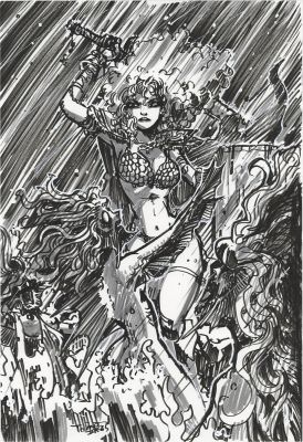 Hand-Drawn Illustration by Tomoko Hirabayashi: "Red Sonja" | Mandarake (Big Web)