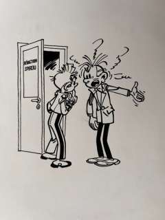 Jidéhem - 1 Original drawing - Gaston - Spirou & Fantasio à la rédaction - (années 1980) | Catawiki