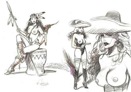 Thierry Girod - Crayonné original 3 pin-ups