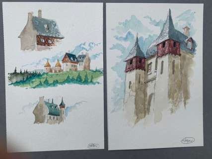 Masbou, Jean-Luc - 2 Original colour drawing - Le Baron de Münchausen - 2020 | Catawiki