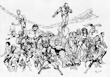 Sergi Domenech - Dessin original à l’encre - Secret Wars Heroes - Hand Signed | Catawiki