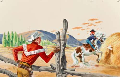 Mel Crawford (Canadian, 1925-2015) - Roy Rogers and Cowboy Toby (eight works on four boards), 1954 Gouache on board, eac...