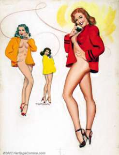 T.N. Thompson - Original Calendar Pin-Up Art "Live Wire" (1953). Produced for one of the ubiquitous -