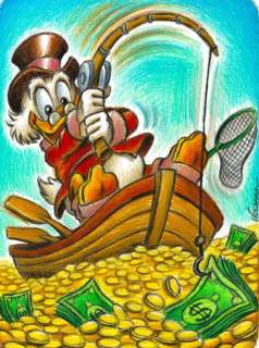 Joan Vizcarra - $crooge Mcduck - Goldfishing Day - Original Drawing - Tribute to Carl Barks - Pencil Art | Catawiki