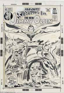 Jack Kirby and Neal Adams - Original Cover Art for Superman‘s Pal Jimmy Olsen #144 (DC, 1971). The penultimate -