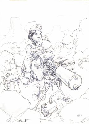 Philippe Buchet - Lot 350 - Sillage, Artifices, couverture originale au lavis et à la mine de plomb pour cet album publié en 2003 chez Delcourt.