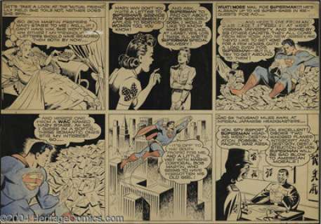 Joe Shuster Studios - Superman Sunday Original Art (circa 1942). Sweethearts Bob Martin and WAC Mary Starr are - | Heritage