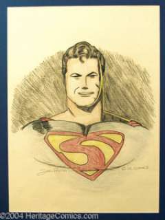 Joe Shuster - Superman Pin Up Original Art (undated). What could be more super-spectacular than a full color pin - | Heritage