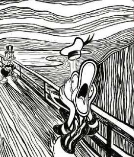 Tony Fernandez - Donald Duck & Uncle $crooge Inspired By Edvard Munch’s "The Scream" - Original Drawing - Hand Signed | Catawiki