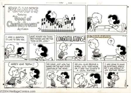 Charles M. Schulz - Peanuts Sunday Comic Strip Original Art, dated 4-6-75 (United Features Syndicate, 1975). We - | Heritage