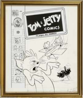 Western Publishing Artist - Tom and Jerry Comics Cover Original Art (Dell, circa 1950). Here‘s ink in your eye, -