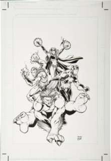Pop Mhan and Norman Lee - Pittsburgh Comic Con Program Cover Avengers Illustration Original Art (2001). -