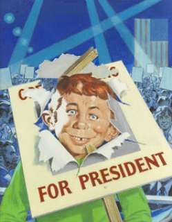 Norman Mingo Mad #185 Cover Painting Original Art (EC, 1976).  Alfred E. Neuman has a political campaign -