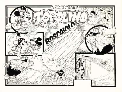 Scarpa Romano - "Topolino e il boscaiolo", 1985 | Urania Casa d’Aste